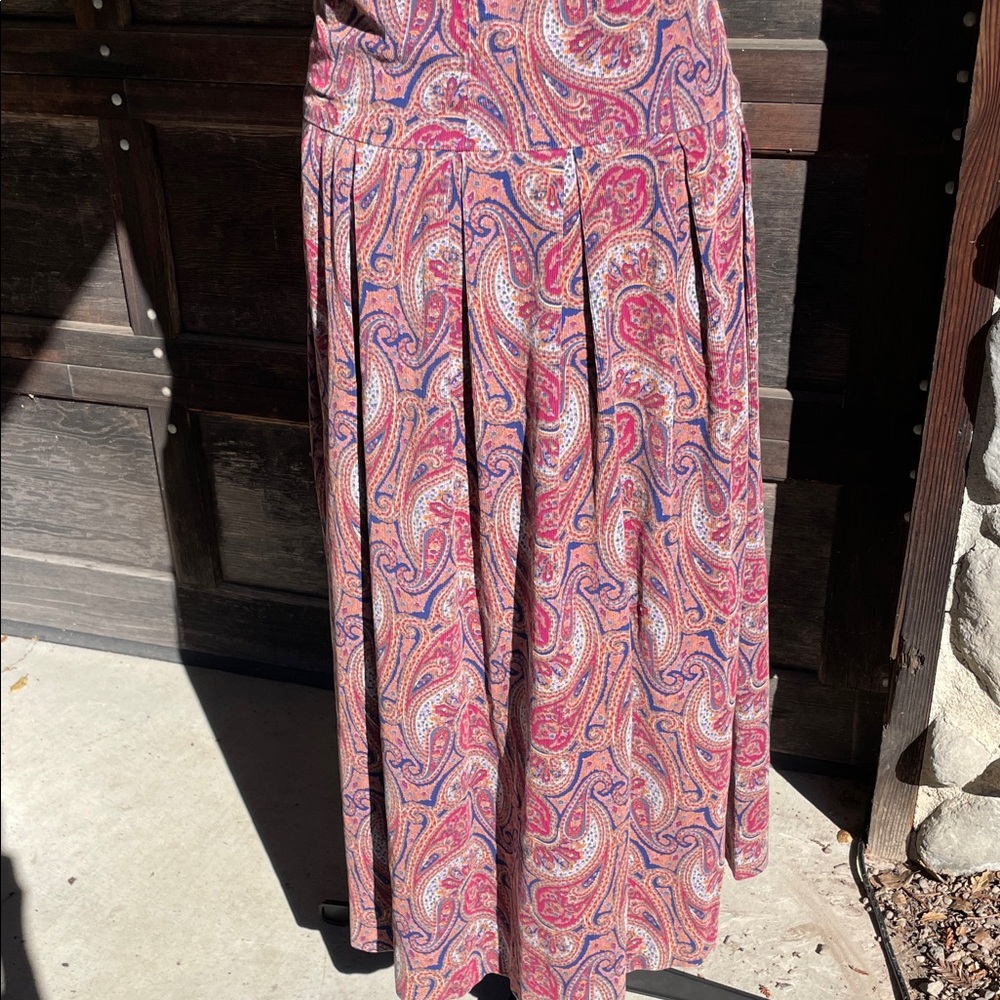 Vintage Paisley Corduroy Jumper Handmade in Burgundy and Blue-Violet Print - Picture 6 of 16